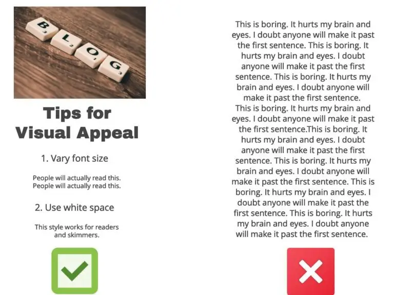 Tips for visually appealing blog text layout.