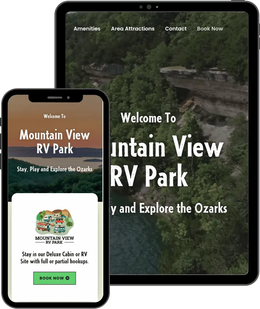 Mountain View RV Park website on devices