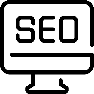 Illustration of SEO on computer screen icon