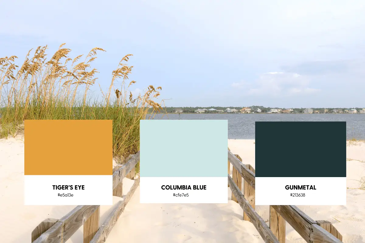 Beach walkway with color swatches overlay